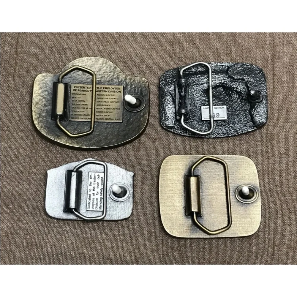 Lot of 4 Vintage 1980s Peabody Coal Company Training Safety Award Belt Buckles